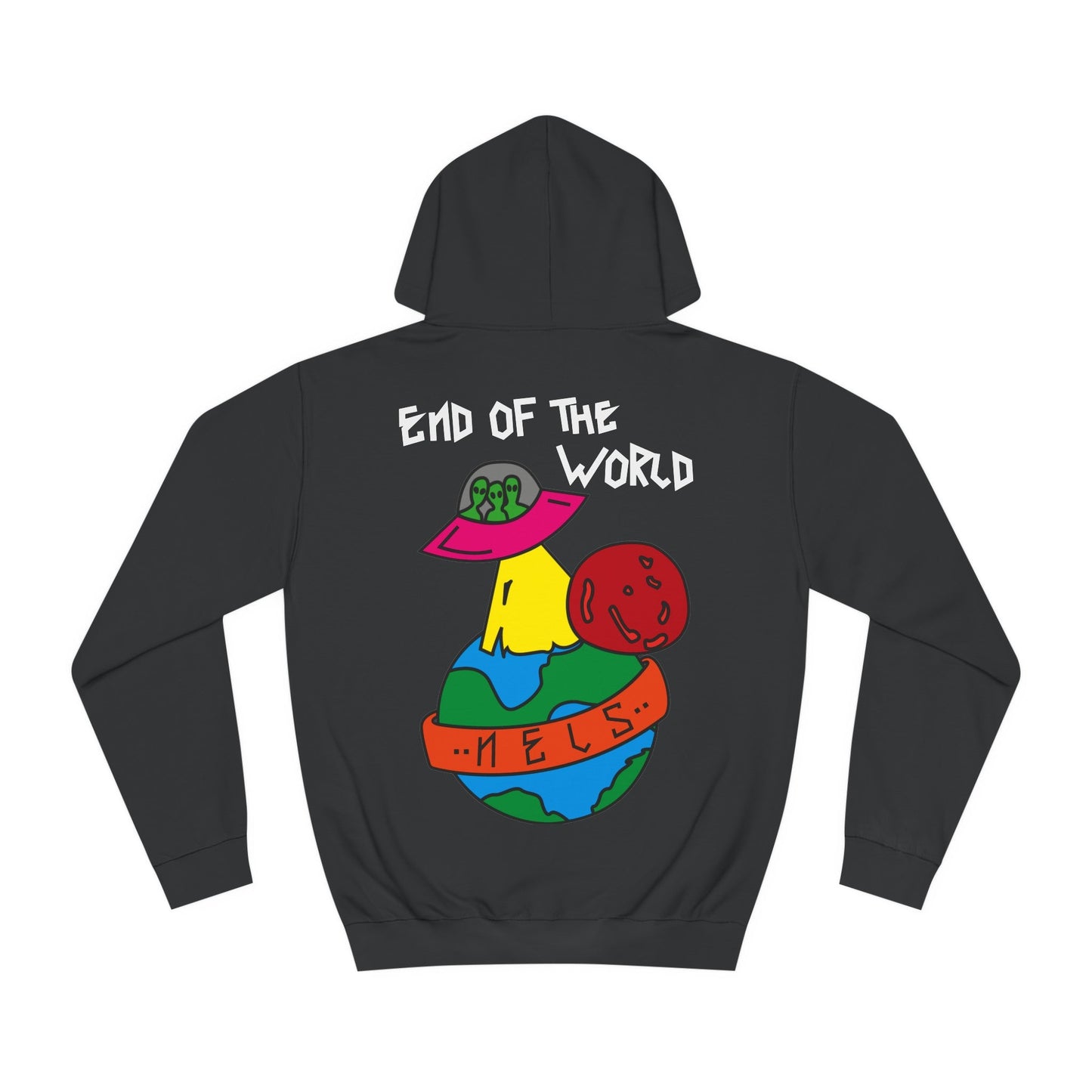 College Hoodie NELS. 'END OF THE WORLD' Front and Back - NELS.